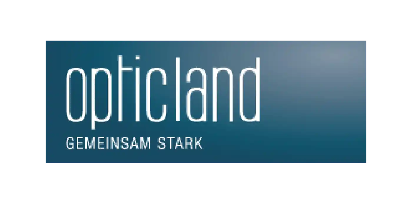 Logo von Opticland mit dem Slogan „Gemeinsam stark“